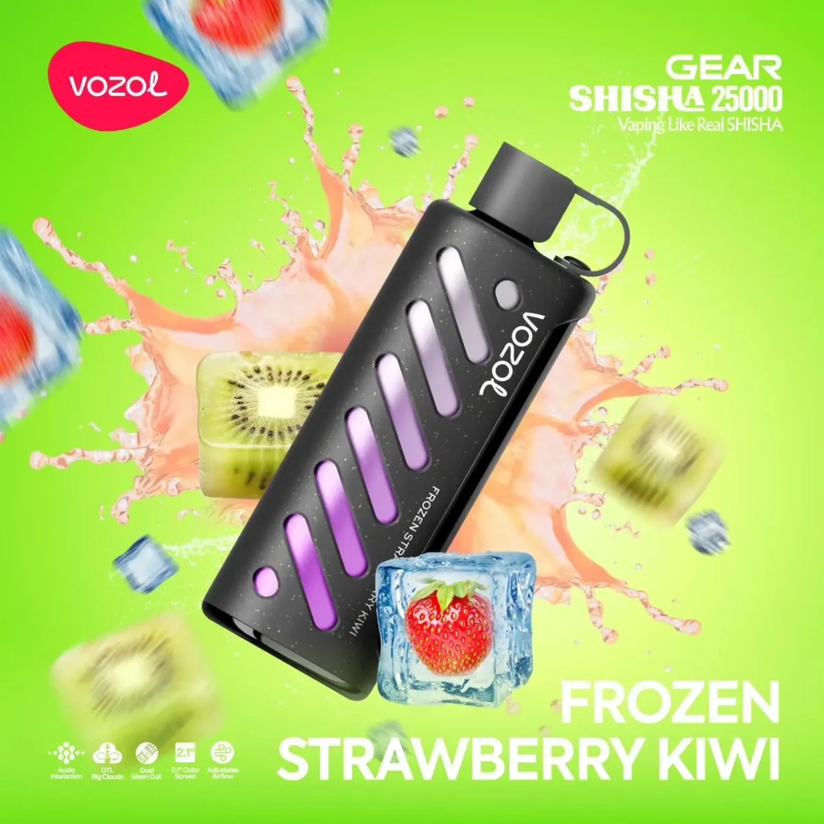 VOZOL GEAR SHISHA 25000 FROZEN STRAWBERRY KIWI